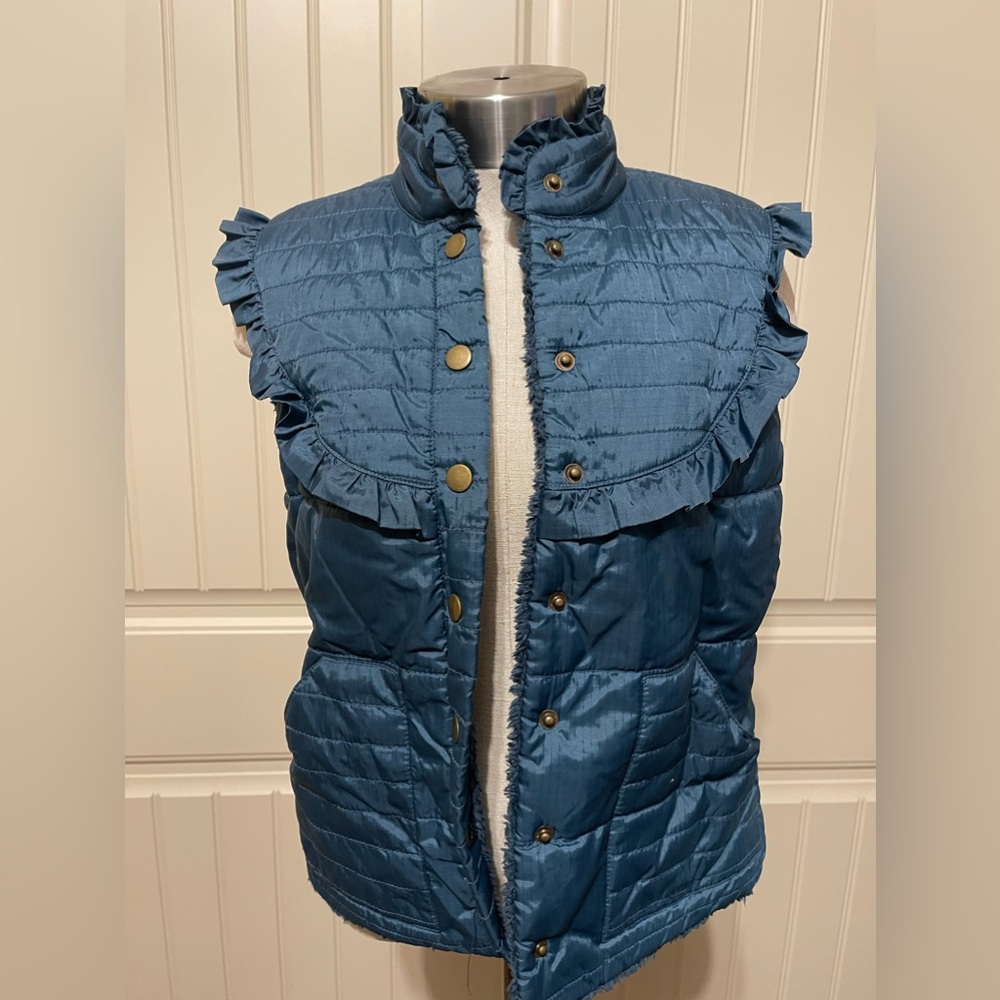 Free People Ruffle‎ Snap Button Vest